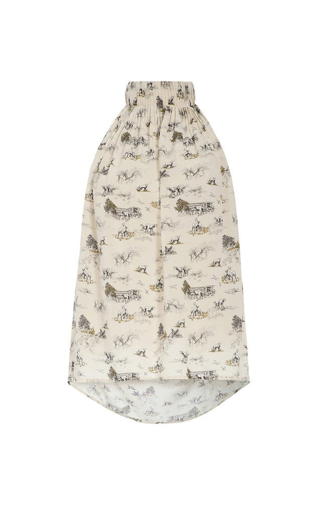Shropshire-  high-low halter print blouse