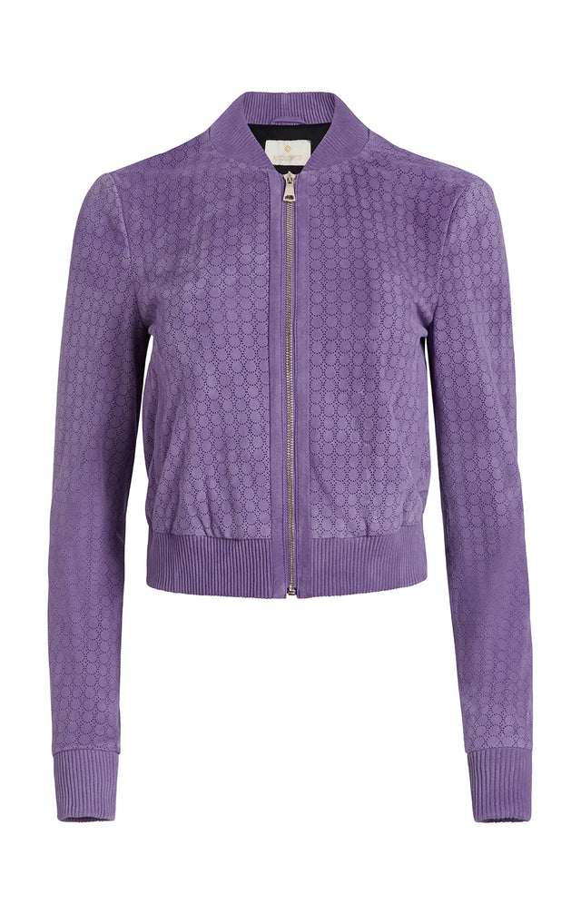 Mountain Iris - Laser-Patterned Leather Jacket