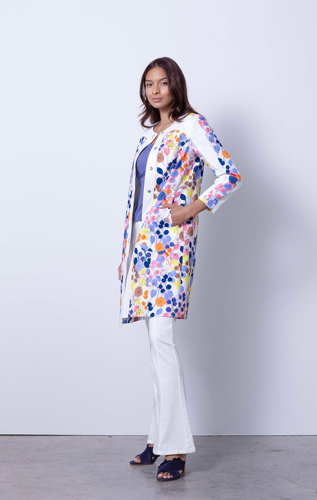 Desert Rose - Flower Print Coat - On Model