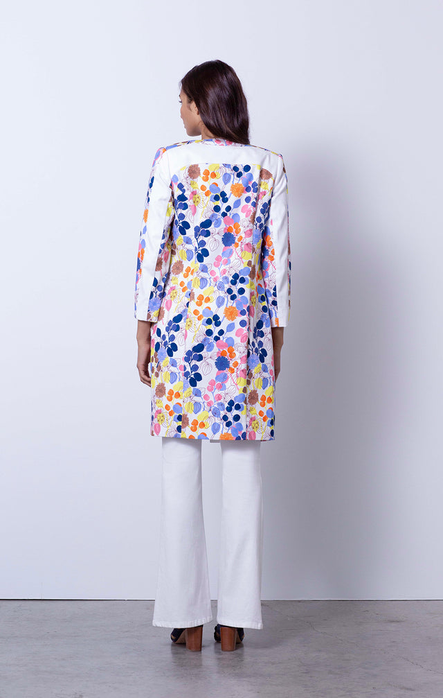 Desert Rose - Flower Print Coat - On Model