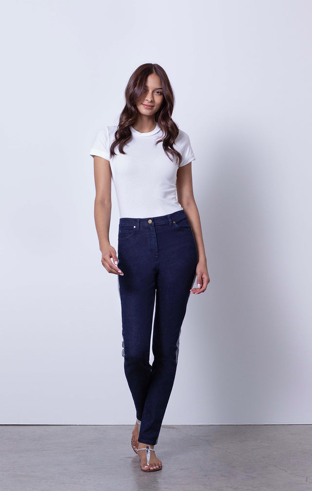 À La Mode - Side-Striped Jeans - On Model
