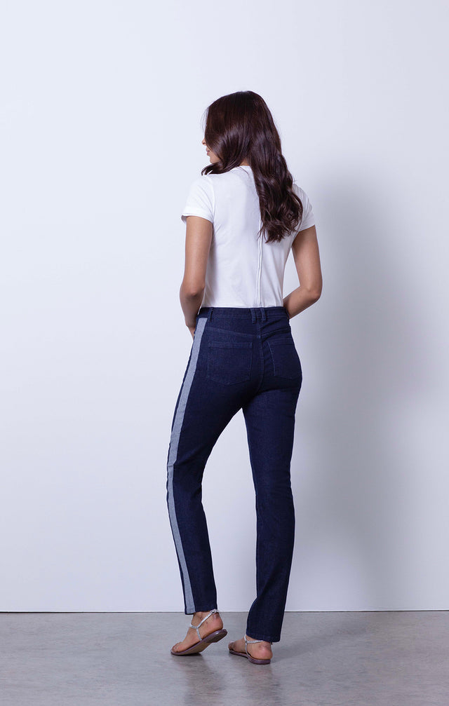 À La Mode - Side-Striped Jeans - On Model
