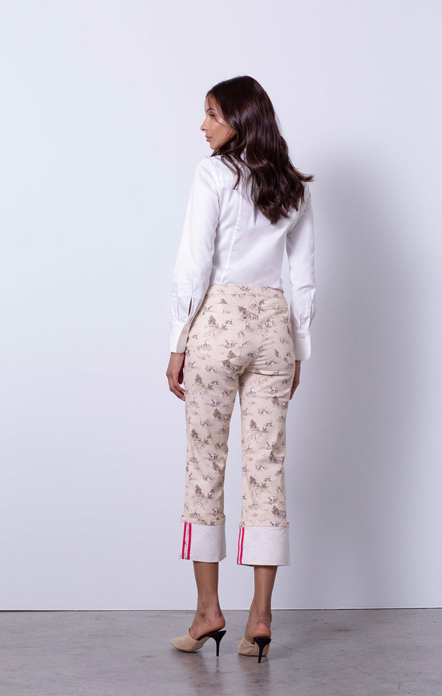Bucolic - Toile-Print Cropped Jeans - On Model