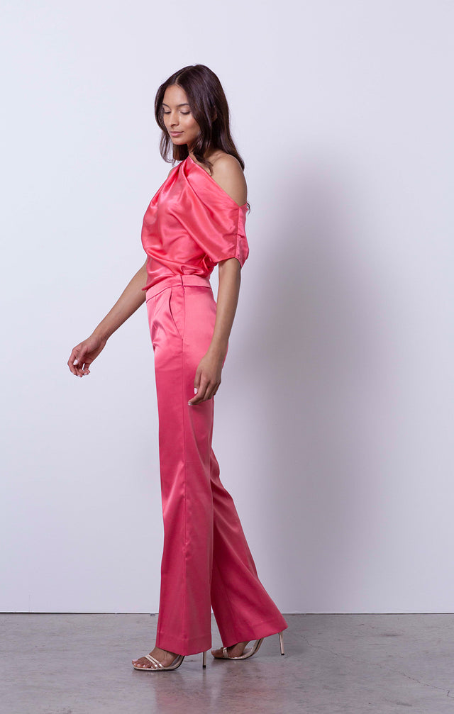 Diana - Rose Duchesse-Satin Pants - On Model