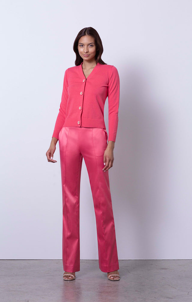 Diana - Rose Duchesse-Satin Pants - On Model