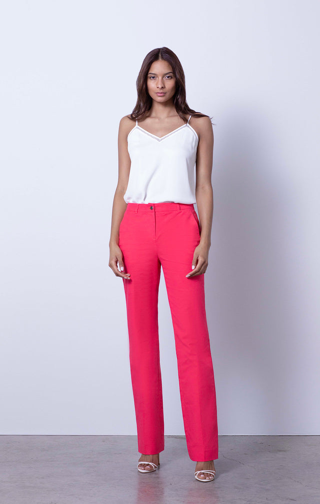 Wild Edric - Pink Stretch Double-Weave Pants - On Model