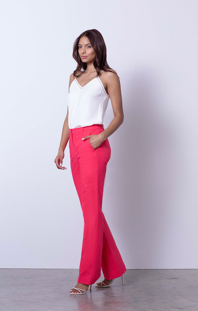 Wild Edric - Pink Stretch Double-Weave Pants - On Model