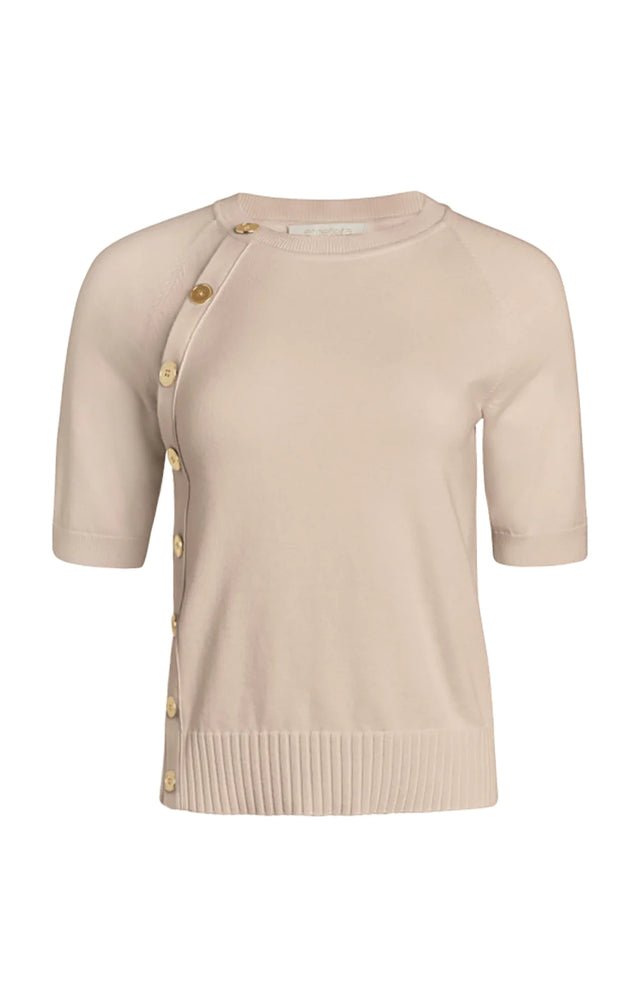 Chantilly - Button-Trimmed Champagne Sweater