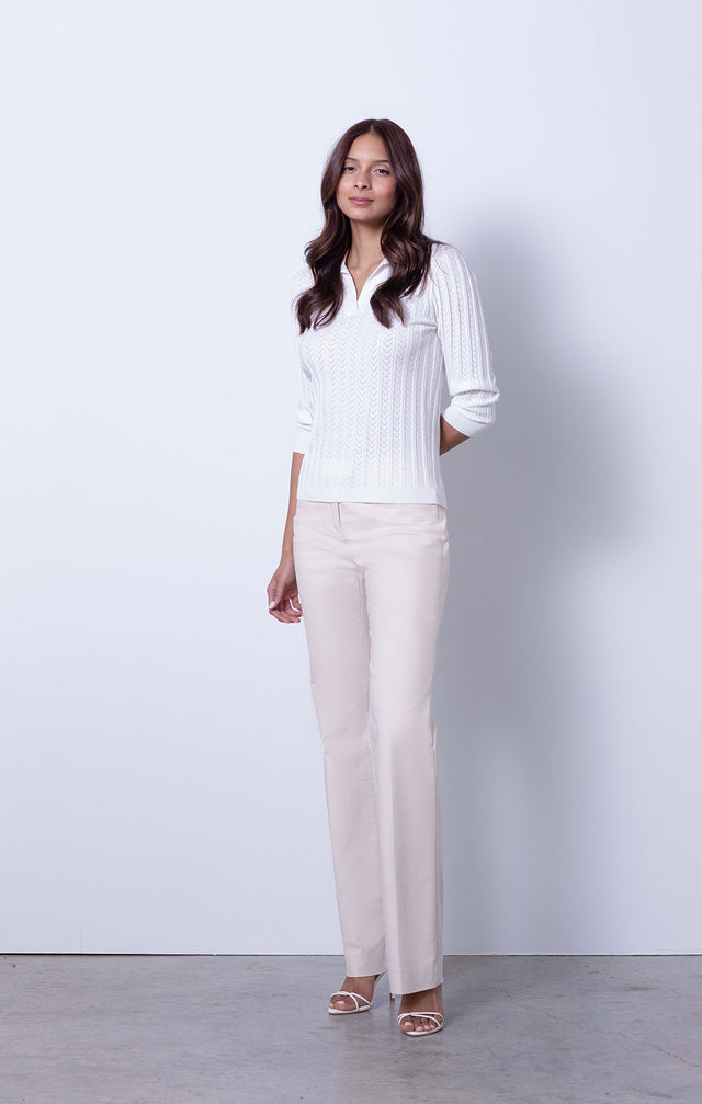 Poolside - White Polo Sweater - On Model