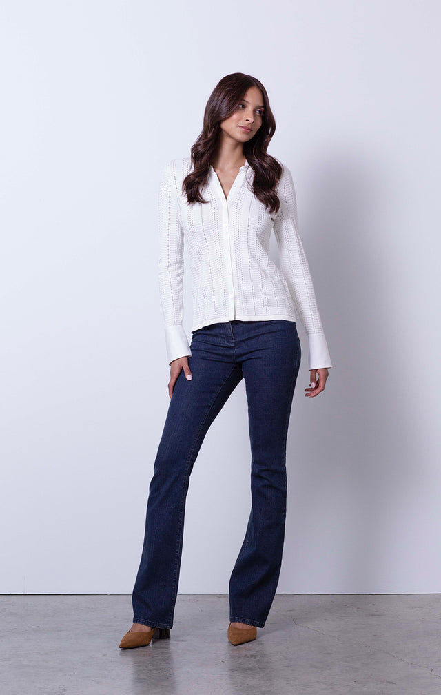 Superfan - Pointelle Shirt Sweater - On Model