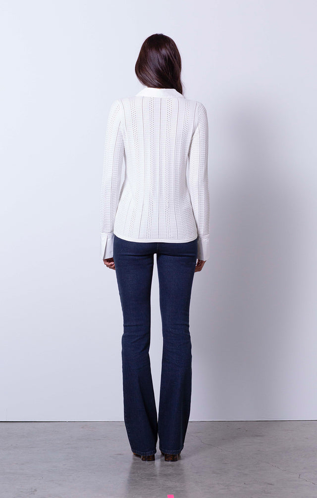 Superfan - Pointelle Shirt Sweater - On Model