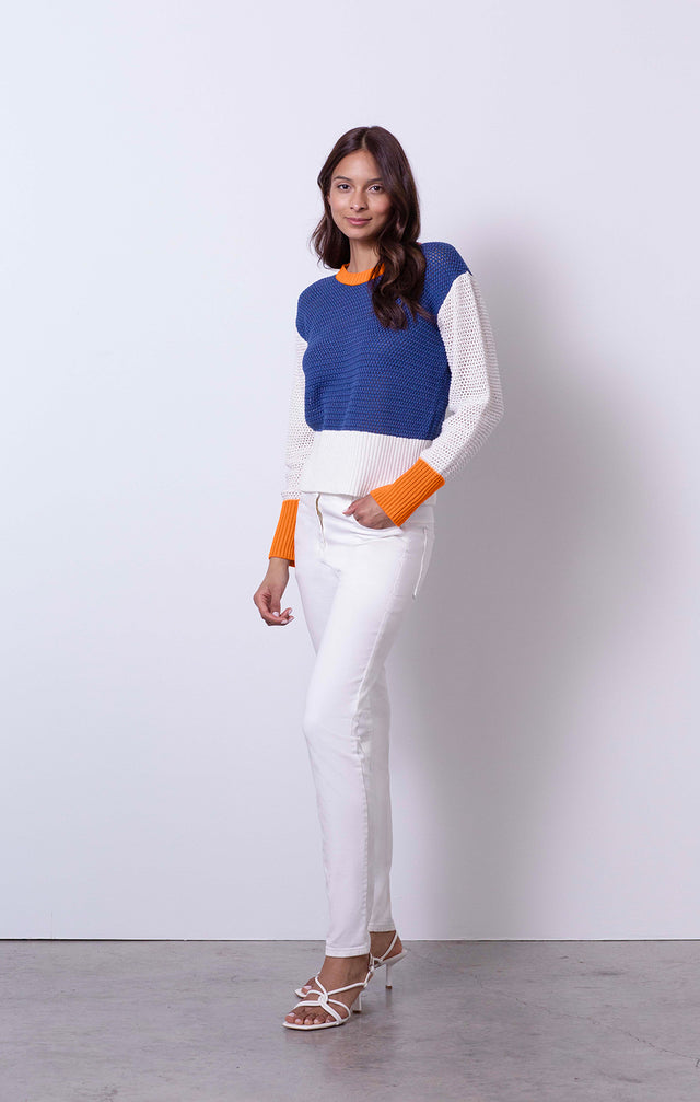 Acrisure - Sporty Cotton Colorblock Sweater - On Model