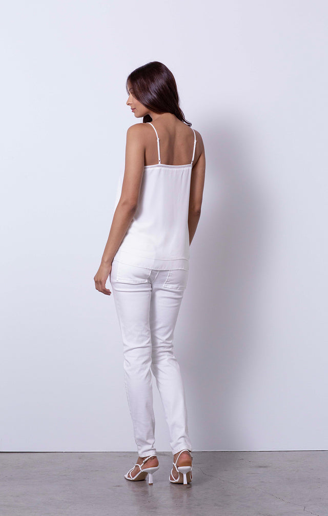 Aegis Ivory - Two-Ply Ivory Georgette Camisole - On Model