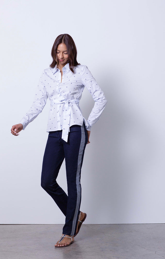 À La Mode - Side-Striped Jeans - On Model