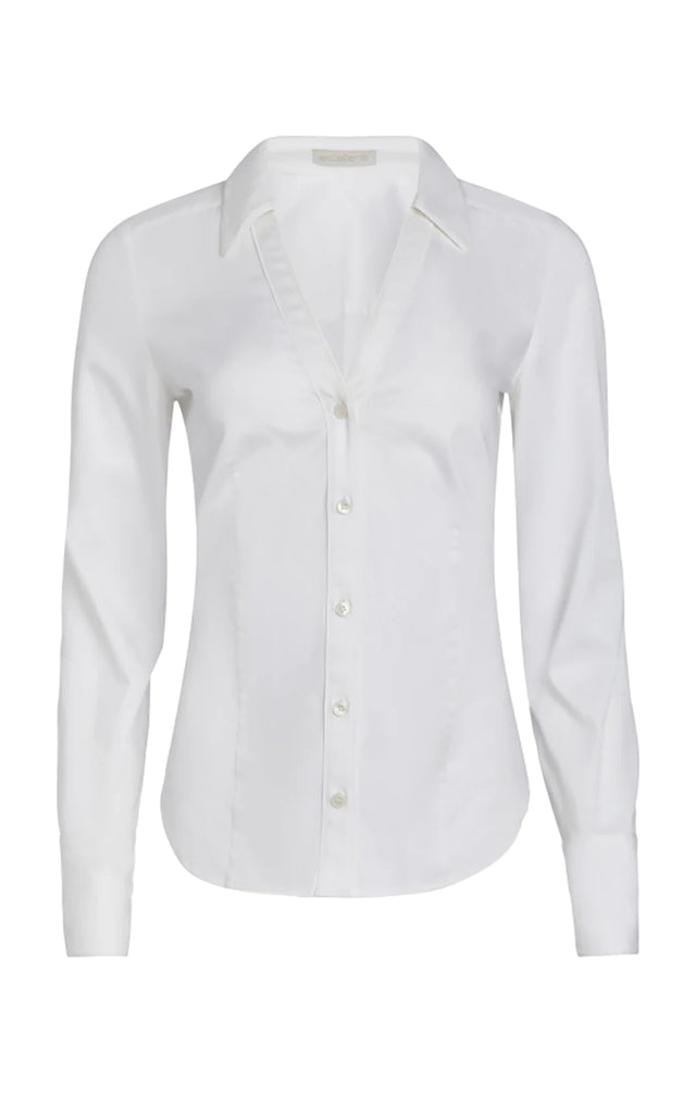 Clooney - White Stretch Sateen Blouse