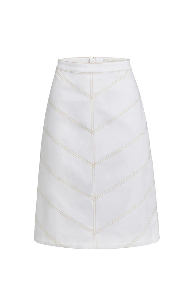 Vivacious - Gold-Stitched, Stretch-Cotton Skirt