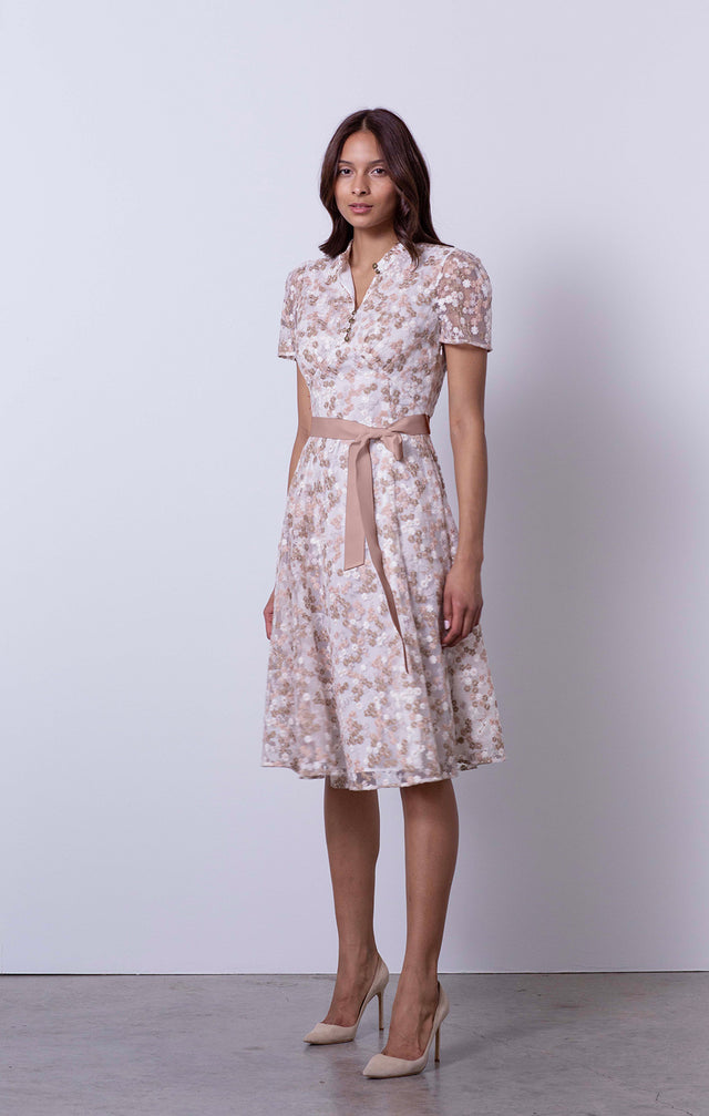 Sweet William - Floral-Embroidered Dress - On Model