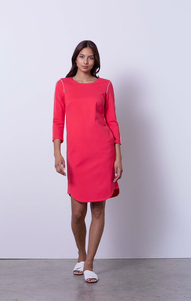 Poppy - Ponte Dress With Piping - On Model