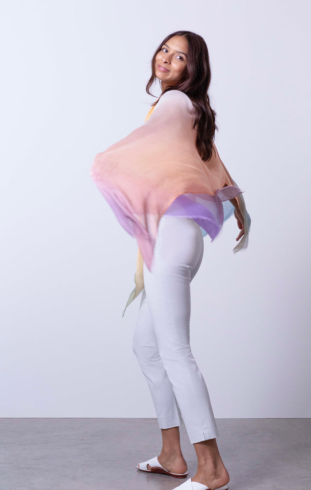 Mirage - Hand-Dipped, Silk Wrap Scarf - On Model