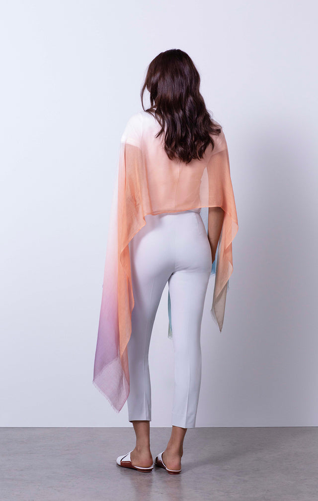 Mirage - Hand-Dipped, Silk Wrap Scarf - On Model