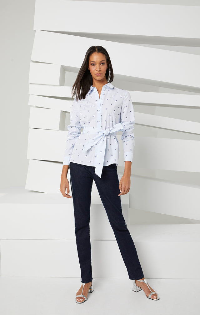 Date Palm - Belted Palm Tree Jacquard Shirt - Look