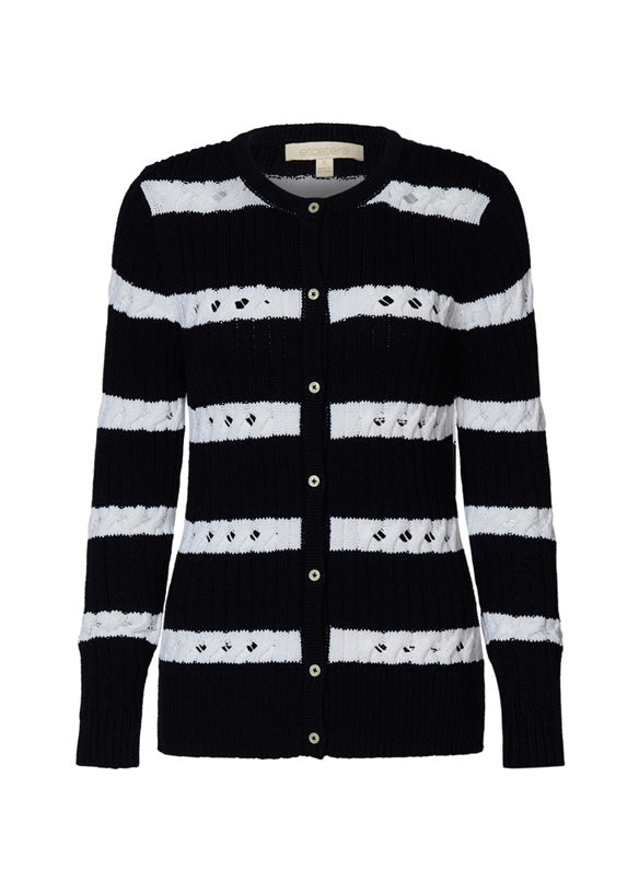 Reeve - Striped Cable Cardigan