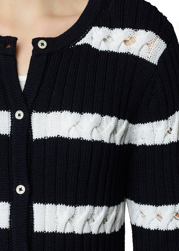 Reeve - Striped Cable Cardigan