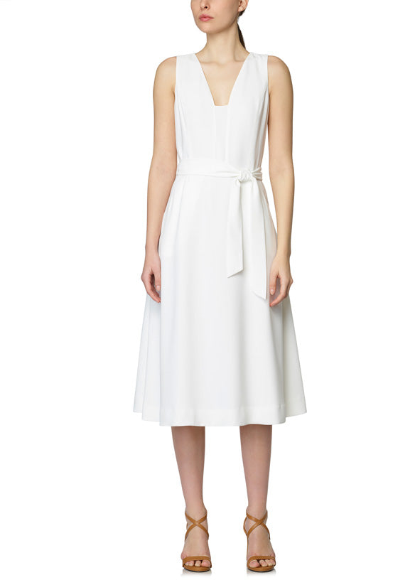 Crema - White Belted Dress