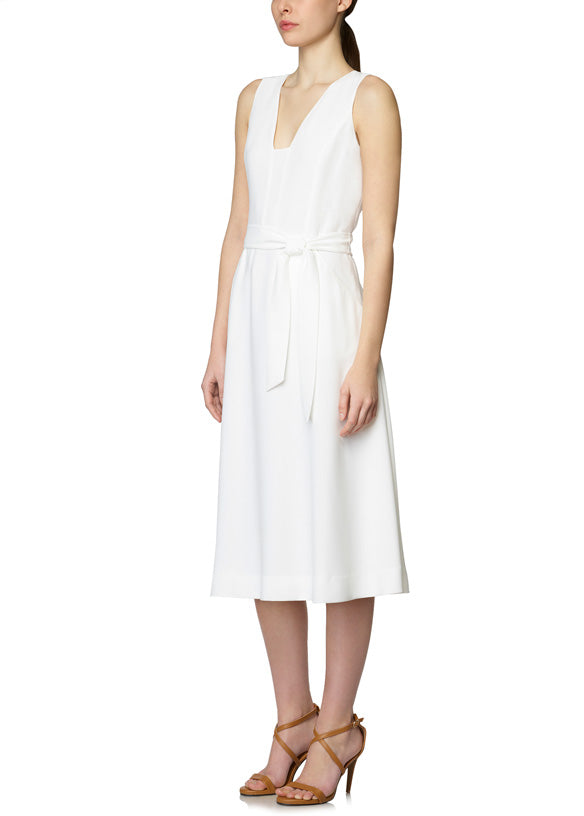 Crema - White Belted Dress