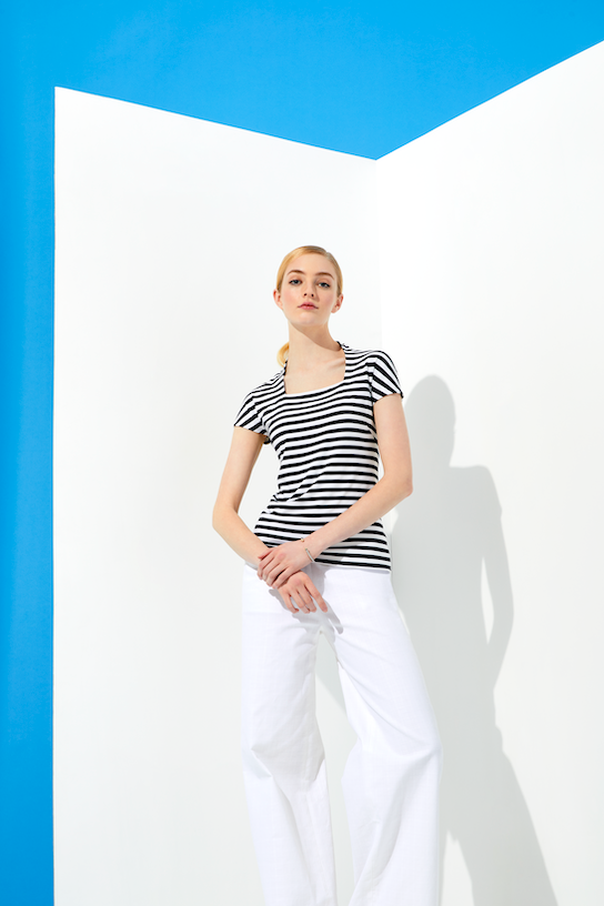 Dodger - Silky Striped Tee - On Model