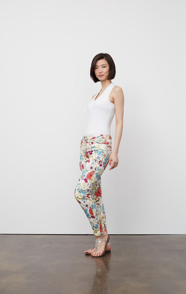 Michaela - Floral Print Stretch Jeans - On Model