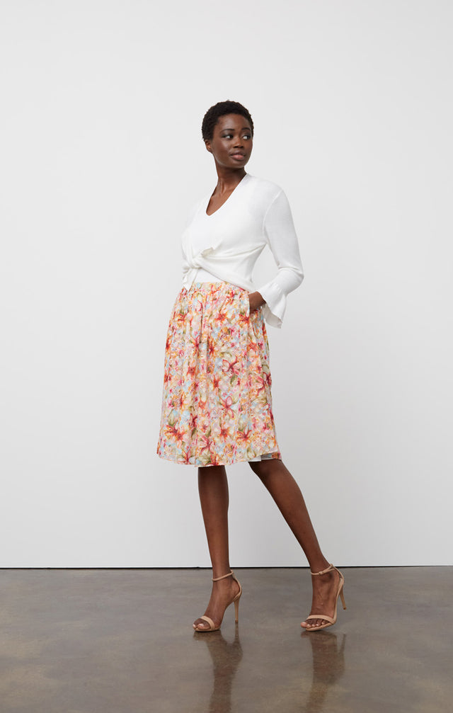 Ezra White - Ruffled White Cardigan - On Model