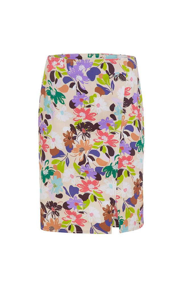 Cape Flower - Floral-print Twill Skirt - Product Image
