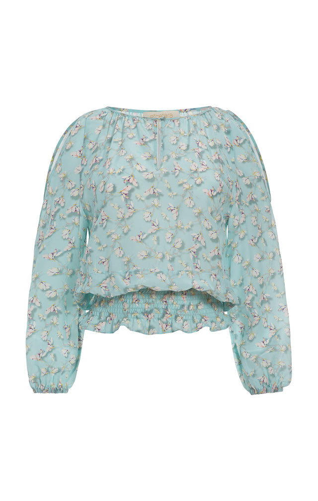 Janis - Open-shoulder Crêpe Poet Blouse - Product Image