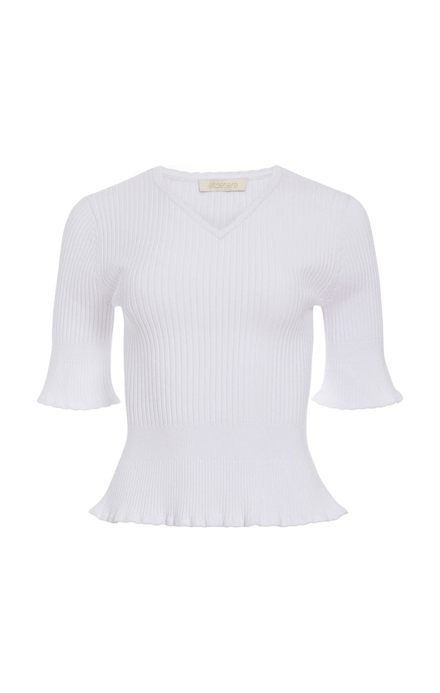 Kilimanjaro - Ribbed Flounce Sweater - Product Image