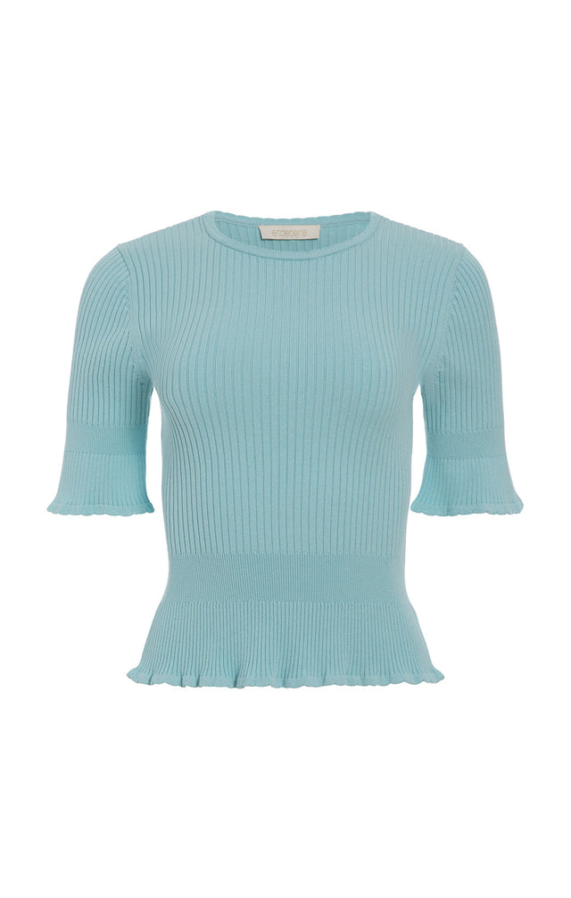 Pasadena-blu - Blue Flounced Sweater - Product Image