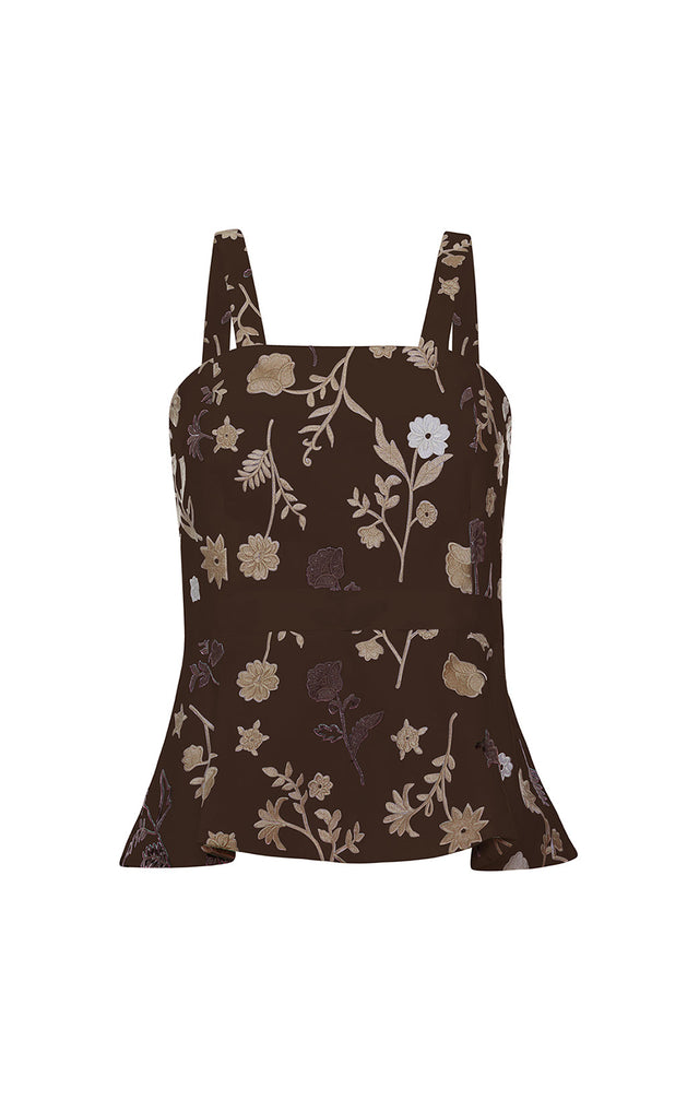 Veld - Flower-embroidered Bustier - Product Image