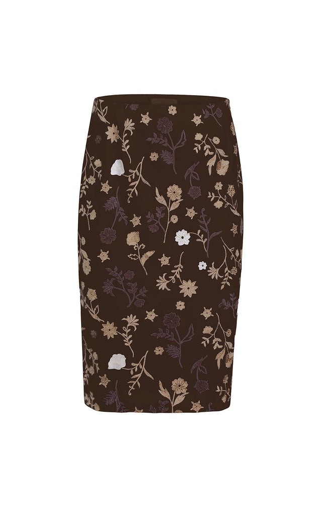 Veld - Flower-embroidered Skirt - Product Image