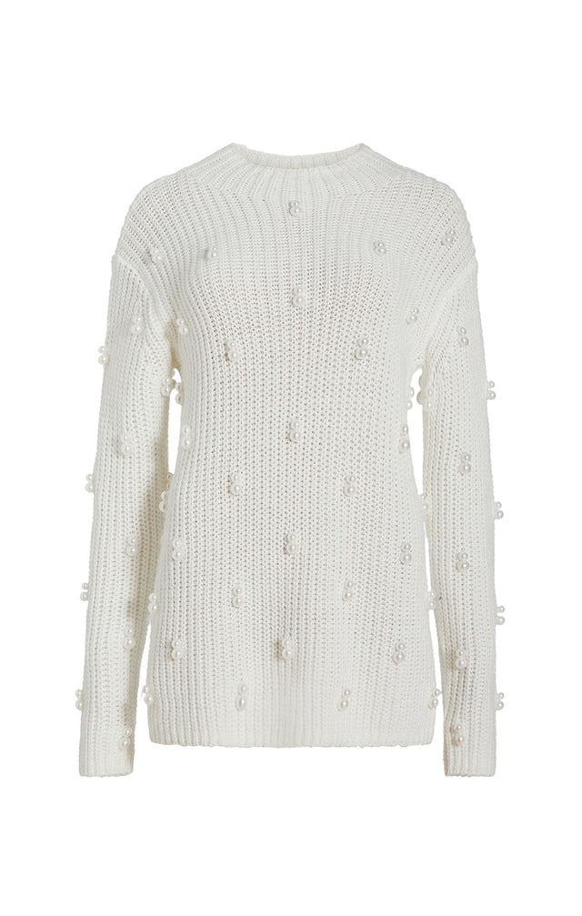 Buttercream - Pearl-Trimmed Mock Turtleneck Sweater - Product Image