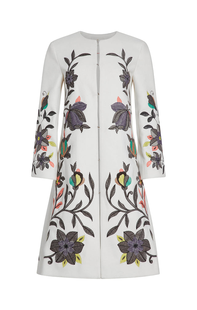 Folkloric - Flower-Embroidered Evening Coat - Product Image