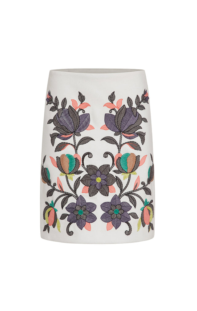 Folkloric - Flower-Embroidered Evening Skirt - Product Image