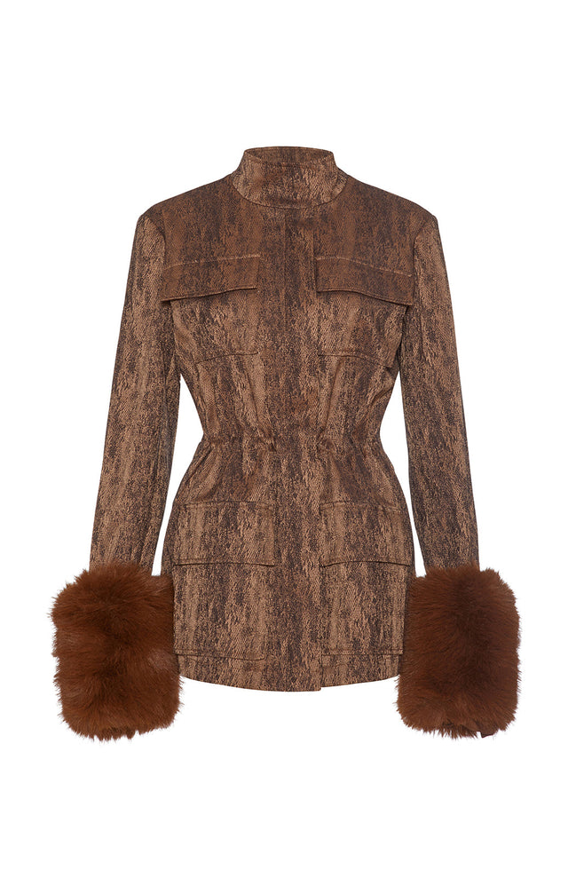 Foxy - Snakeskin Jacquard Jacket With Faux Fox Cuffs - Product Image