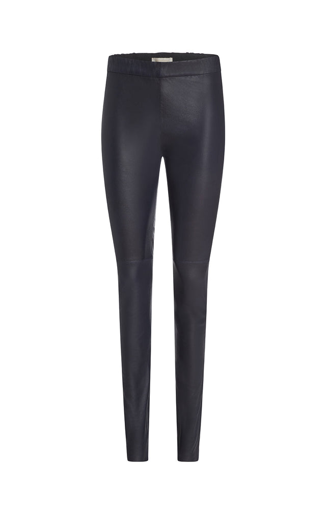 Glam-Nvy - Navy Leather Pull-On Leggings - Product Image