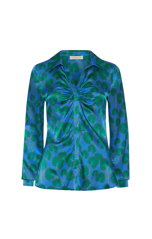 Greenland - Stretch Silk Satin Print Blouse - Product Image