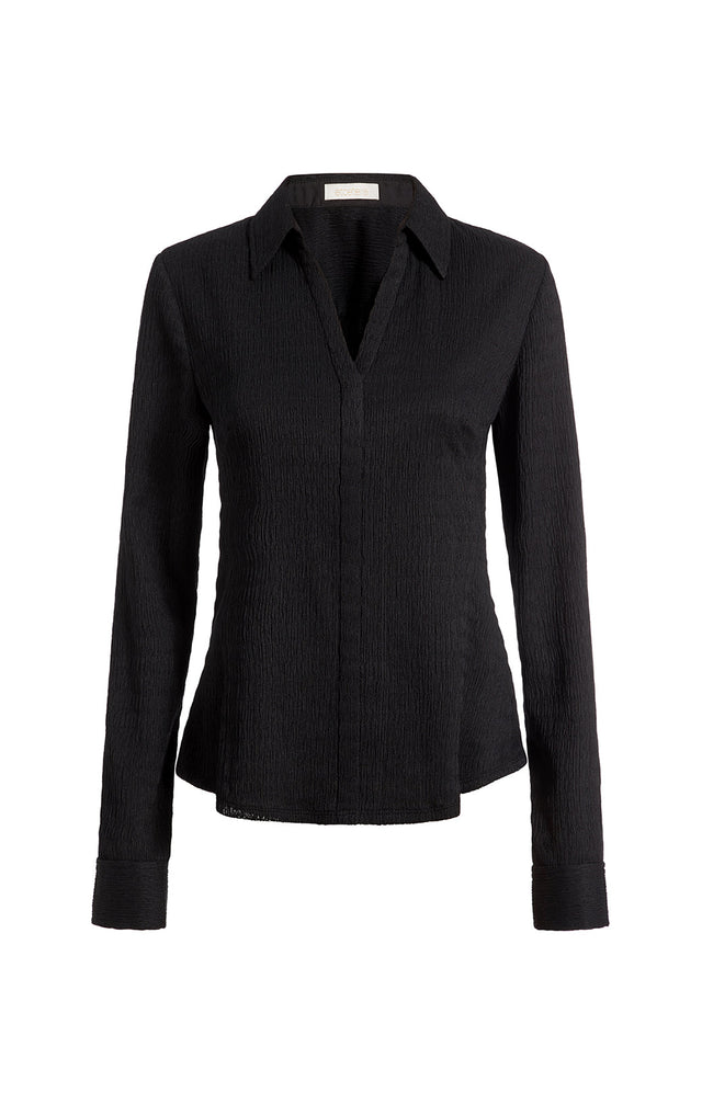 Hugo-Blk - Smocked Black Blouse - Product Image