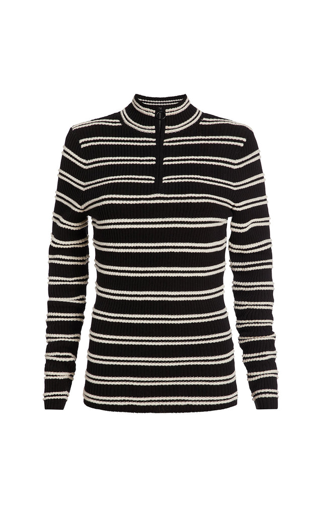 Napoleon - Striped Knit Zip Top - Product Image