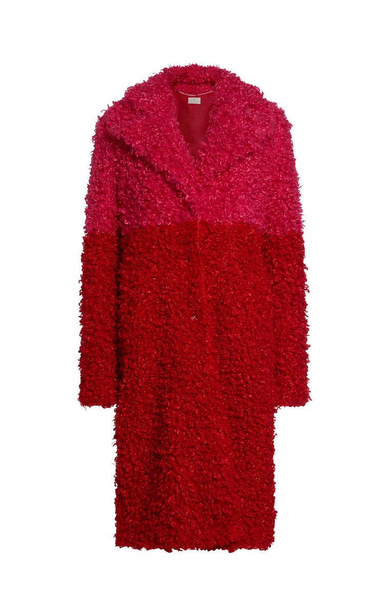 Faux fur deals colorblock coat