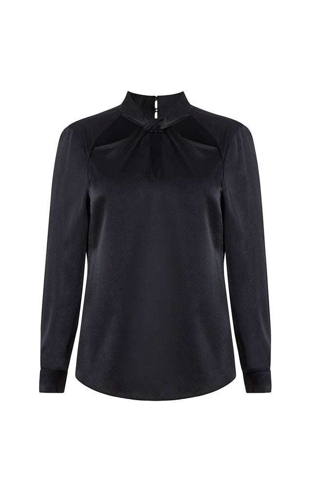 Singularity - Black Stretch-Silk Charmeuse Blouse - Product Image