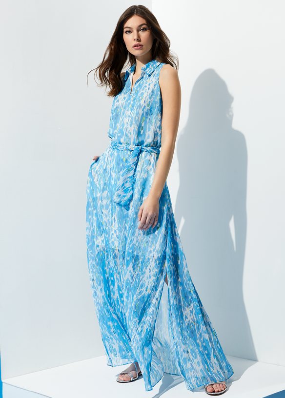 Waterfall - Sleeveless Chiffon Blouse - On Model